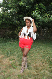 Howdy Denim Fringe Cropped Jacket