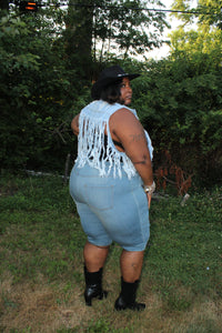 Keep Me Laced Denim Bermuda Shorts