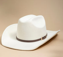 Load image into Gallery viewer, Ivory Buckle Detailed Brim Cowgirl Hat