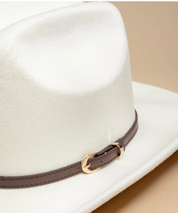 Ivory Buckle Detailed Brim Cowgirl Hat