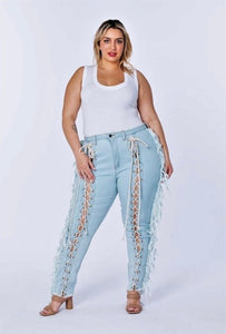Laced Up Denim Jeans
